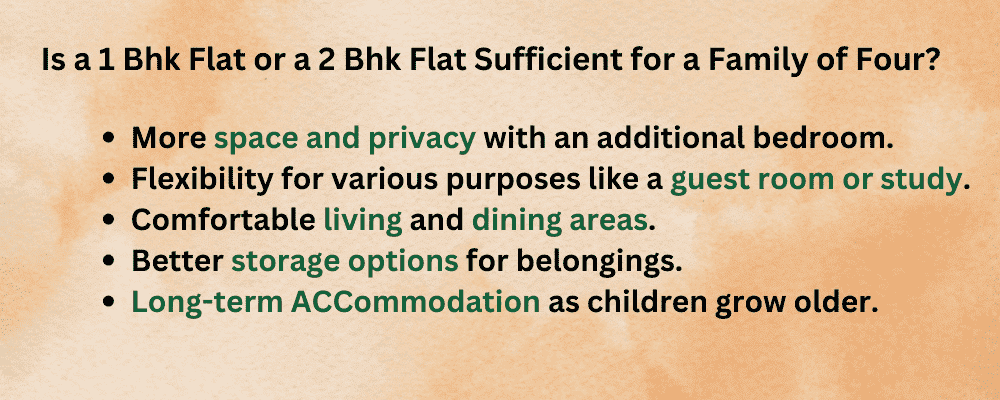 Is a 1 BHK flat or a 2 BHK flat sufficient for a family of four?