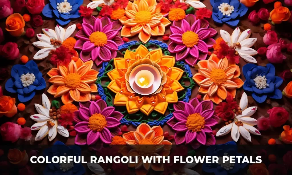 Colorful Rangoli With Flower Petals