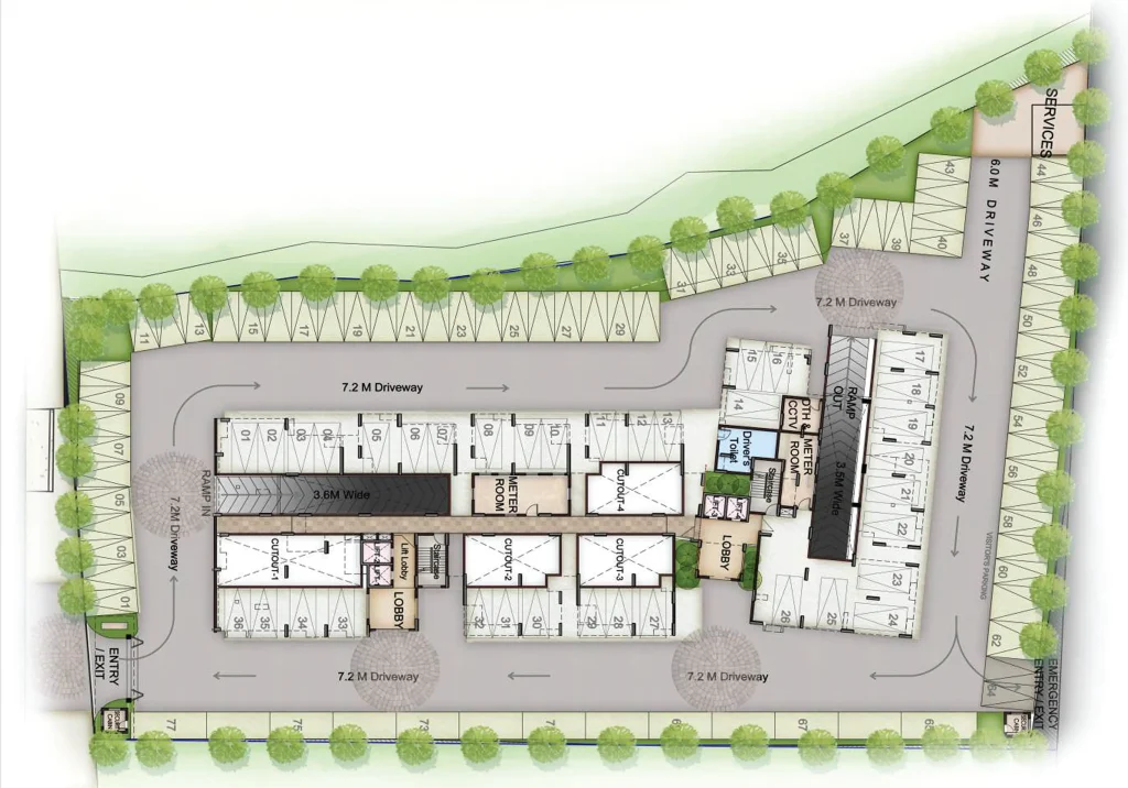 SITE CUM STILT FLOOR PLAN