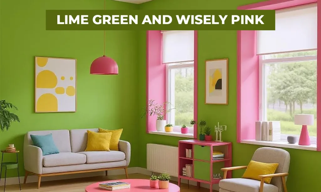 10 Best Interior Wall Colour Combinations To Try In 2025-Lime Green and Wisely Pink